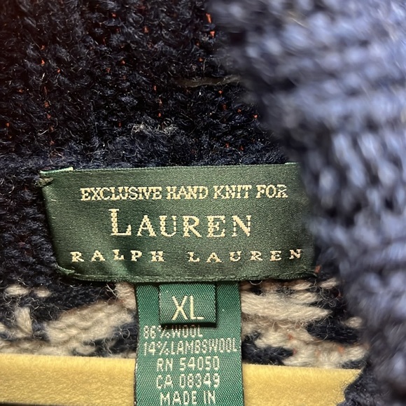 Lauren Ralph Lauren hand knit dog sled roll collar sweater vintage - Picture 5 of 7